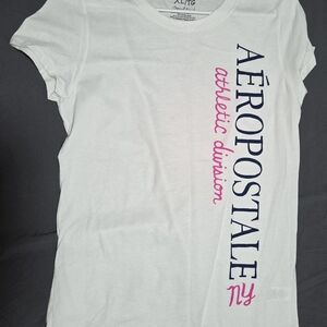 Aeropostale White Tee with Pink and Blue Accents